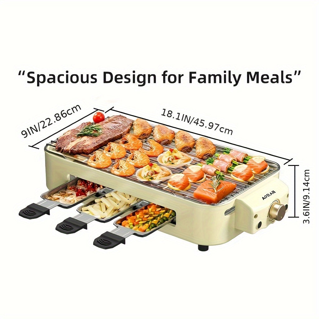 Aoran Stainless Steel Detachable Electric Barbecue Grill With Frying Pan