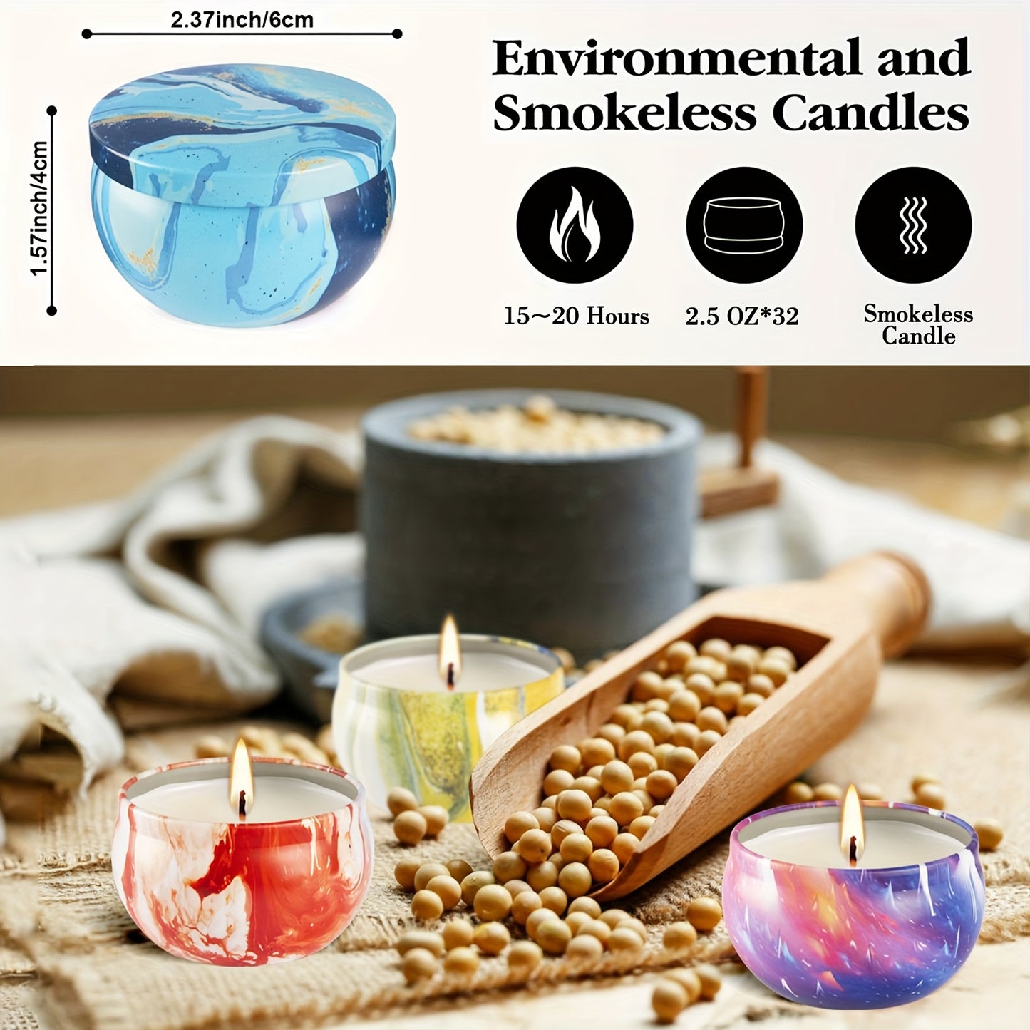 Natural Soy Wax Scented Candles With Landscape Aromatherapy