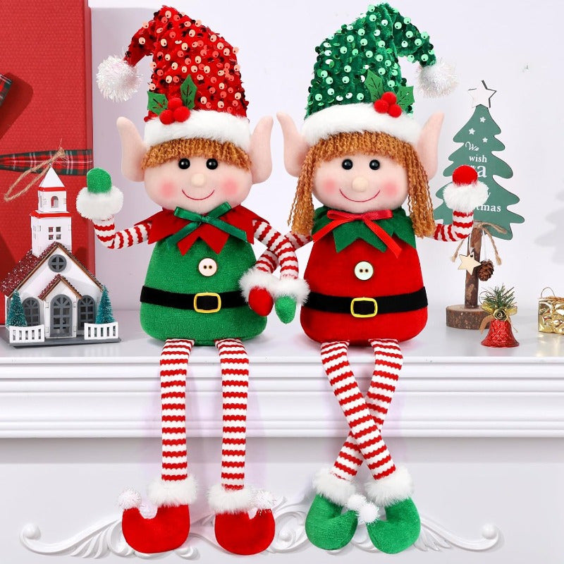 KPXHolidays Soft Christmas Elf Ornaments Two Piece Set Indoor Outdoor