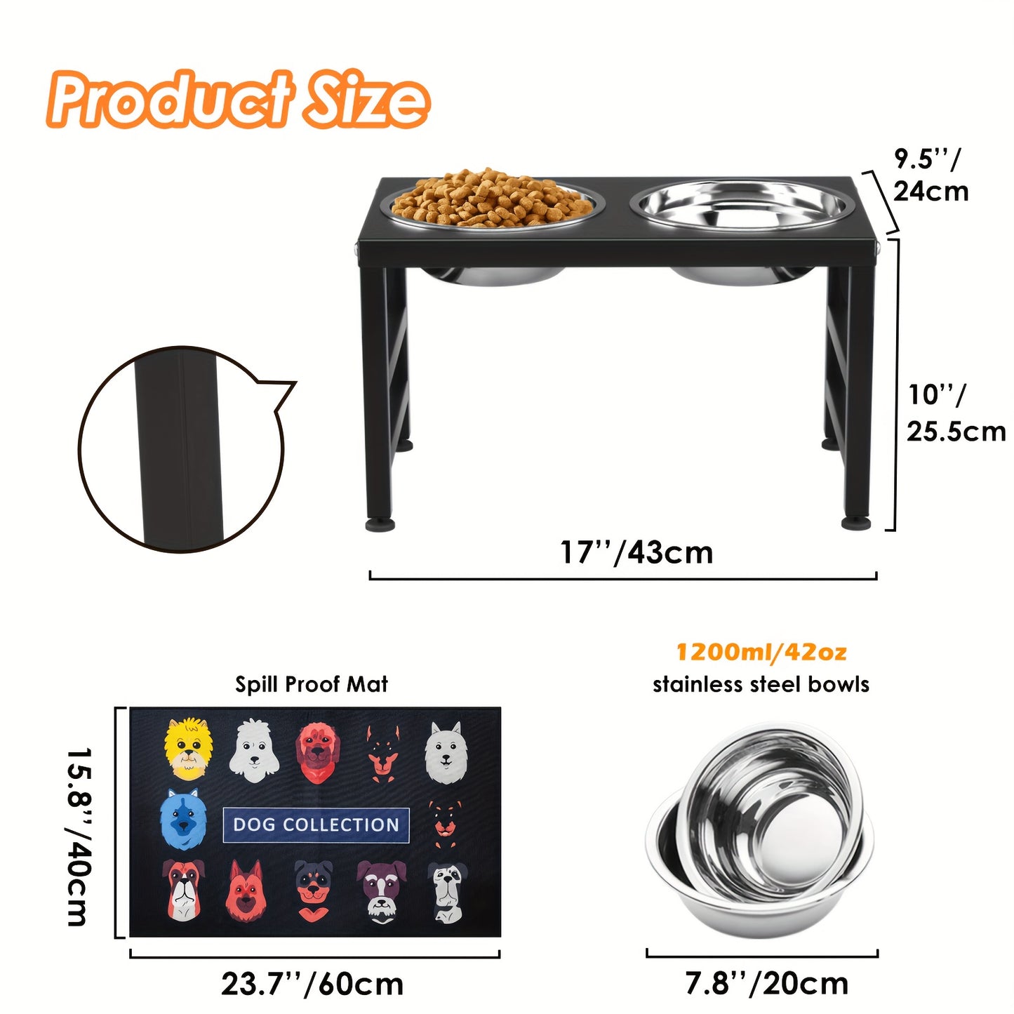 ADENGL Elevated Dog Bowl Stand For Large Dogs For Pets
