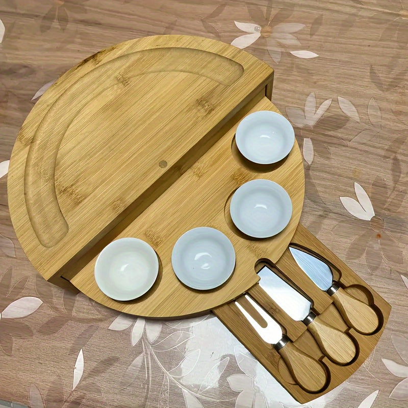 Brodark Bamboo Cheese Board With Integrated Slide Drawer