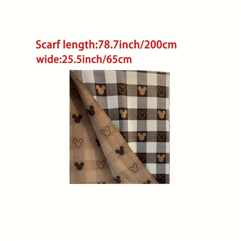 Mickey Mouse Double Sided Plaid Scarf For Autumn And Winter