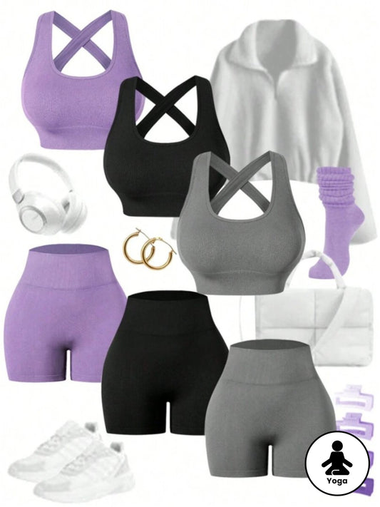 Teeraphique Women's Fitness Suit Three Piece Set