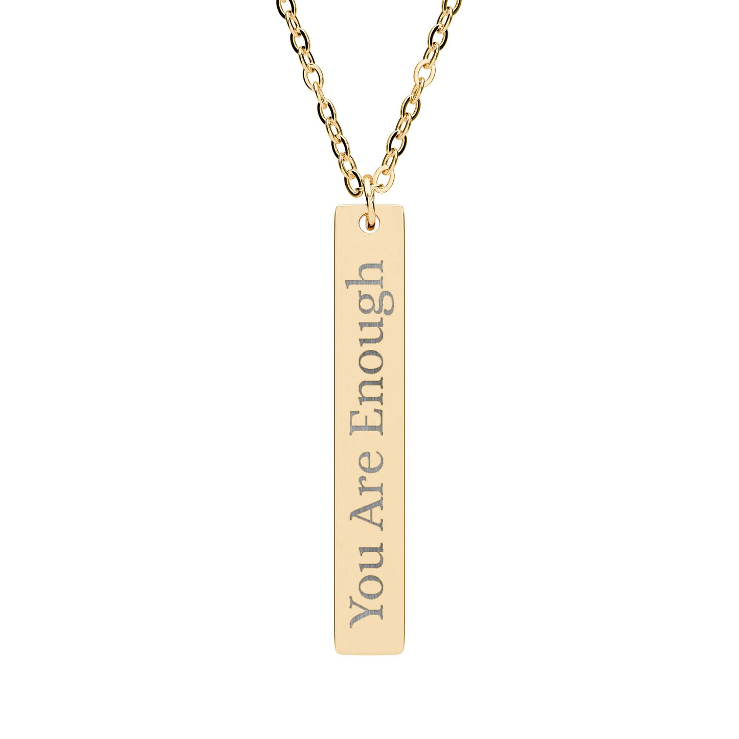 Engraved You Are Enough Vertical Bar Necklace Pendant - Revitalize Mind Body