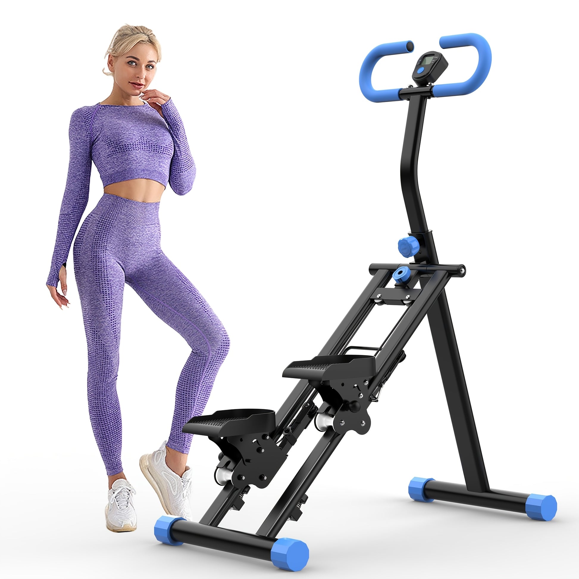 Compact Folding Vertical Climber Machine - Stair Stepper For Home Gym Exercise - Adjustable Handlebar & Pedals, Extended Step Range For Full-Body Workout - Revitalize Mind Body