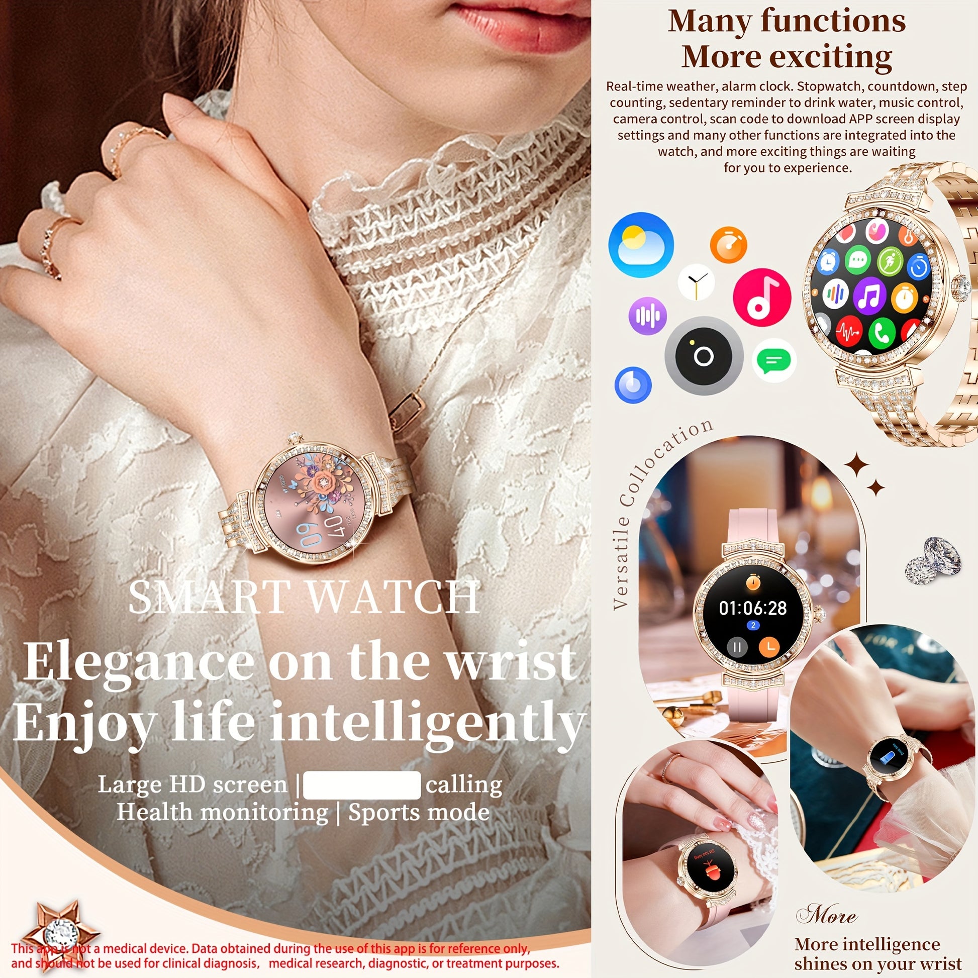1.32" AMOLED Smart Watch For Women, Answer/Make Calls, Smart Fitness Watch For Women - Call Integration, Wireless Call Smart Watch For Android And IPhone, Fitness Tracker, Sleep Monitoring, Step Caloric, Call Information Prom - Revitalize Mind Body