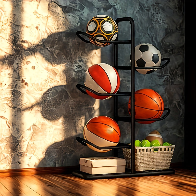 Four Tier Basketball Storage Rack for Gym and Garage