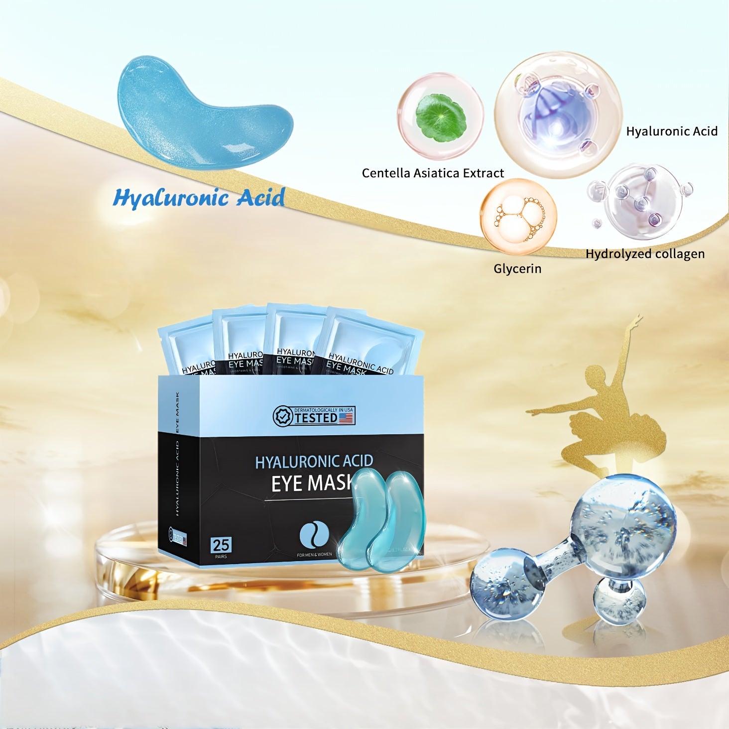 50pcs Hyaluronic Acid Eye & Lip Mask Set - Moisturizing, Firming, Hypoallergenic, Travel-Friendly for All Skin Types, Ideal for Wedding & Valentine's Day Gifts - Revitalize Mind Body