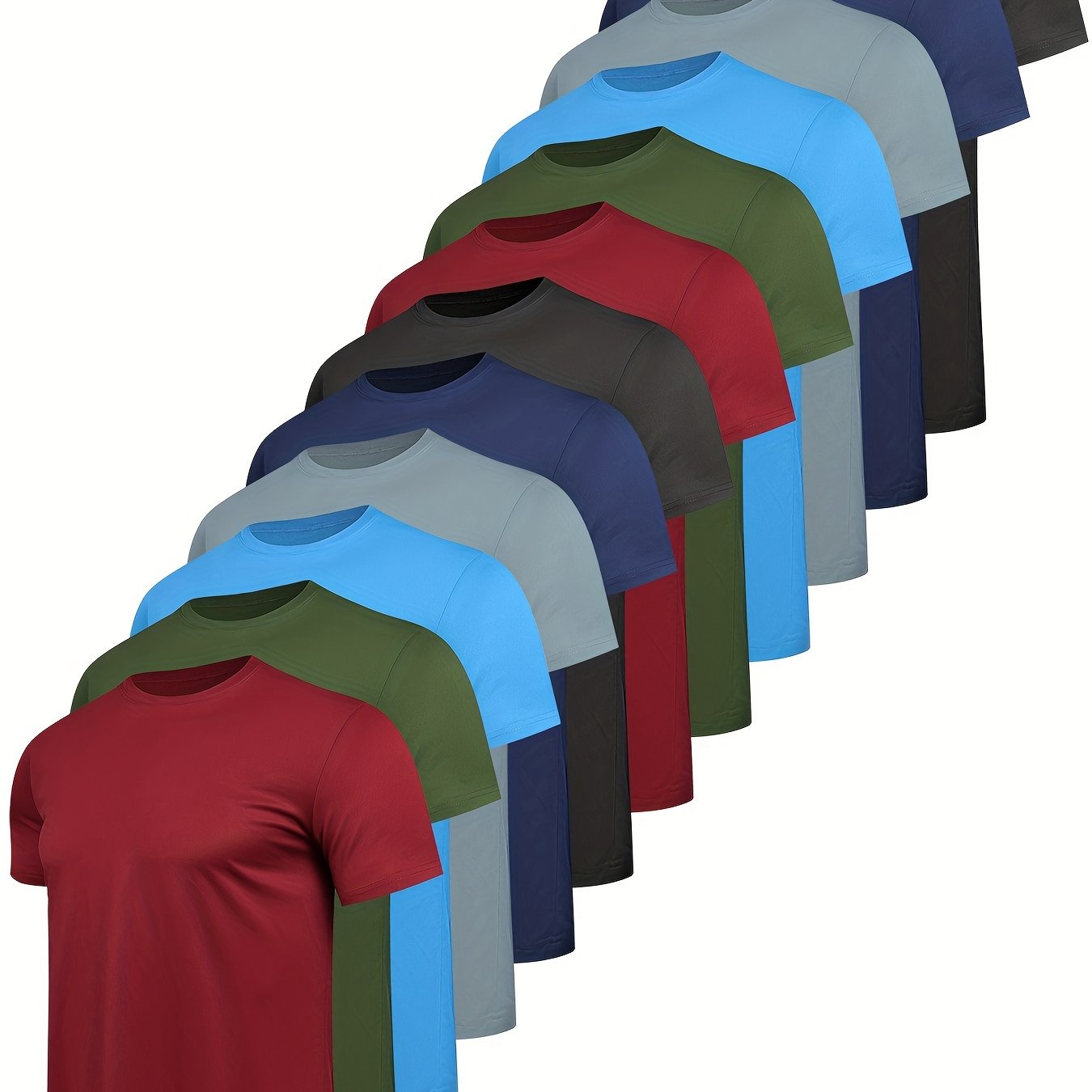 [12 Pack Quick Dry Workout Shirts] 12 Pack Workout Shirts For Men Short Sleeve Athletic Active Tops Quick Dry Crew Neck T Shirt For Running - Revitalize Mind Body