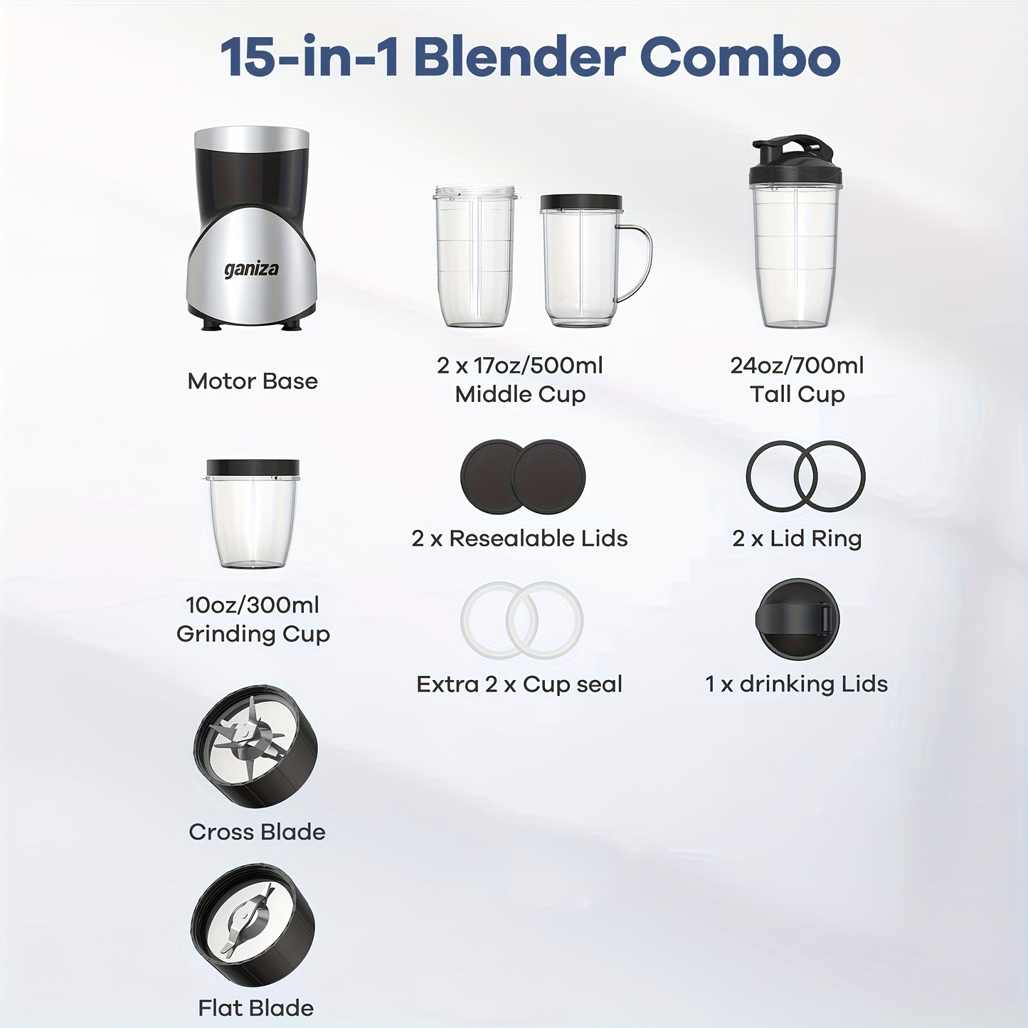 Ganiza 900W Smoothie Juicer With Portable Cups Set Kitchen