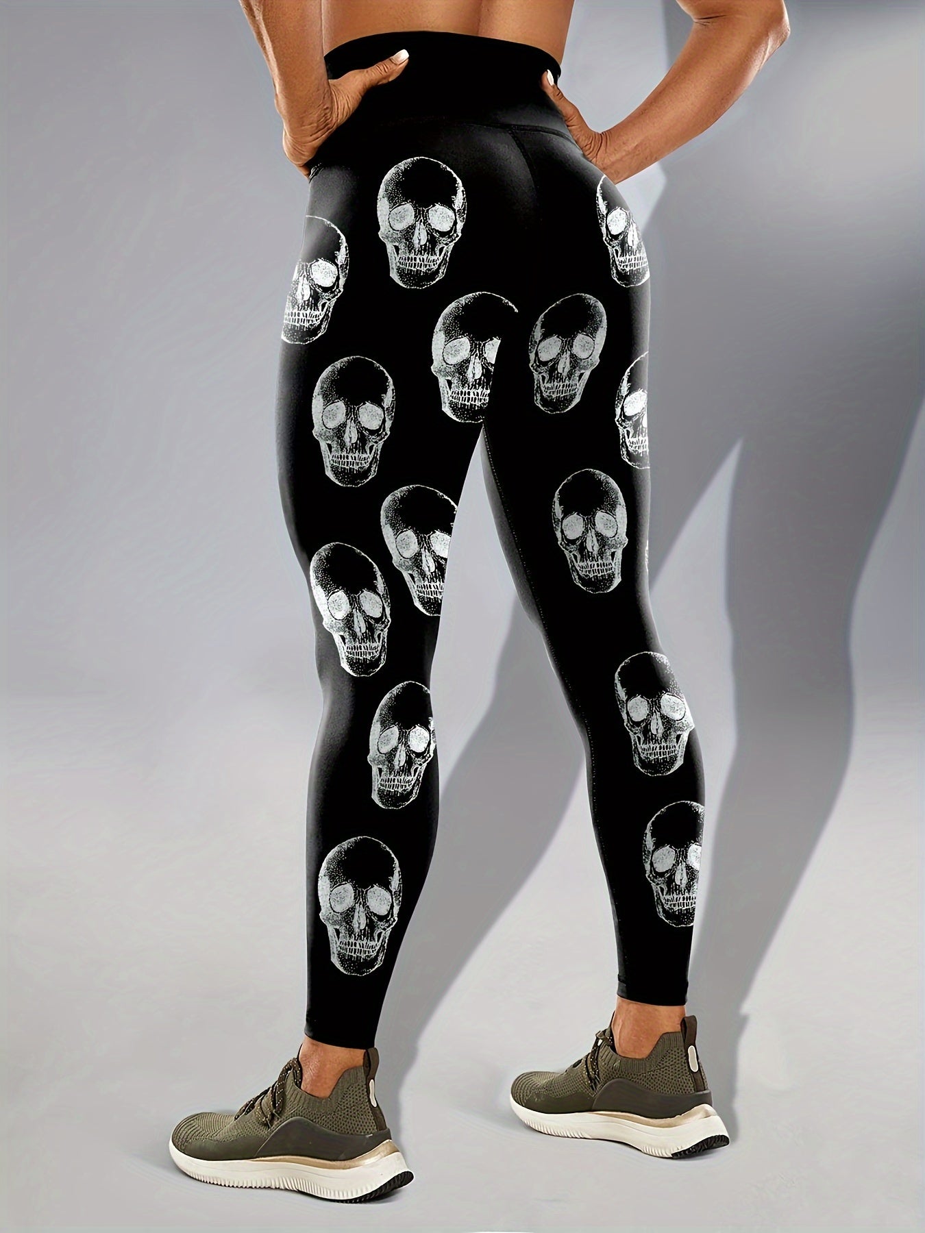 High Waist Glow In The Dark Skull Print Leggings Athletic