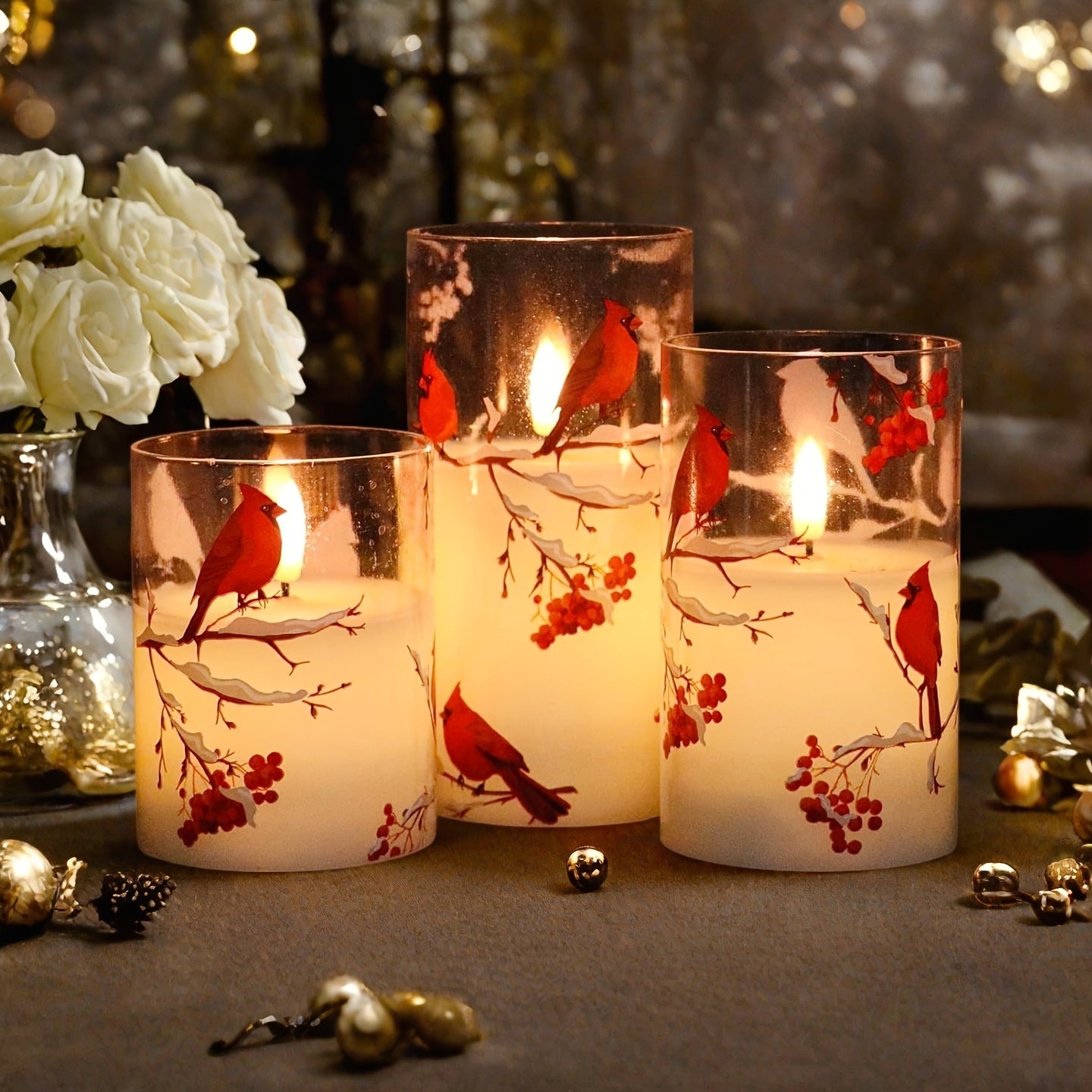 Flameless Candles Trio Battery Operated Uplight Plastic Containers