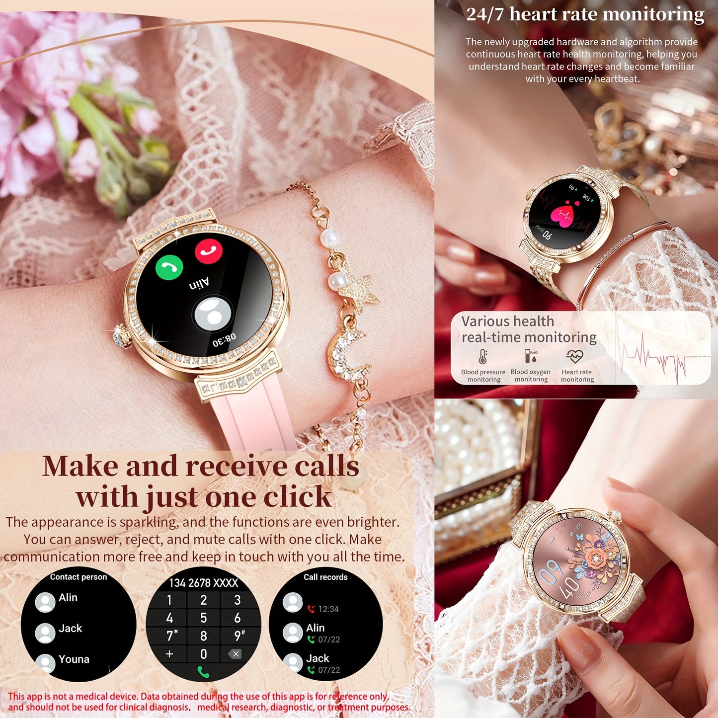 1.32" AMOLED Smart Watch For Women, Answer/Make Calls, Smart Fitness Watch For Women - Call Integration, Wireless Call Smart Watch For Android And IPhone, Fitness Tracker, Sleep Monitoring, Step Caloric, Call Information Prom - Revitalize Mind Body