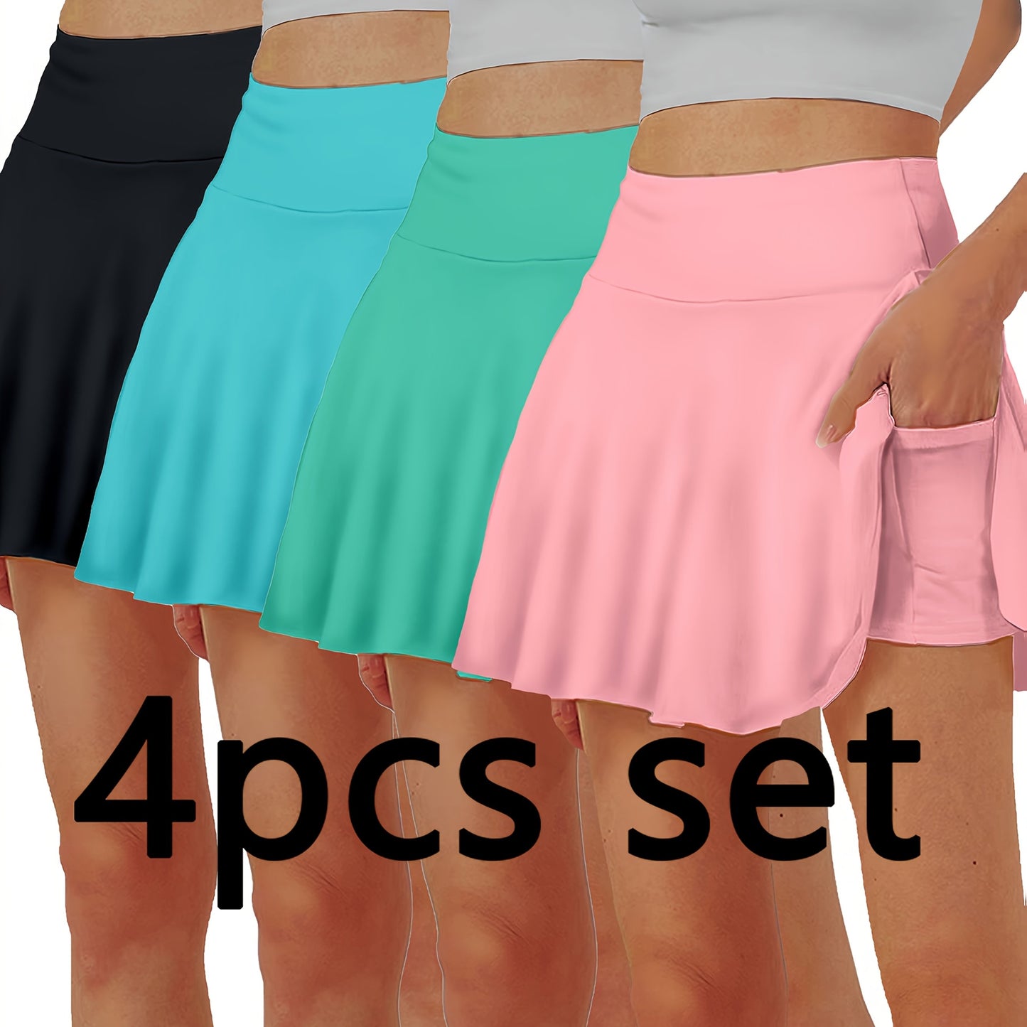 Breathable Women Yoga Skirt With Pocket Built In Shorts