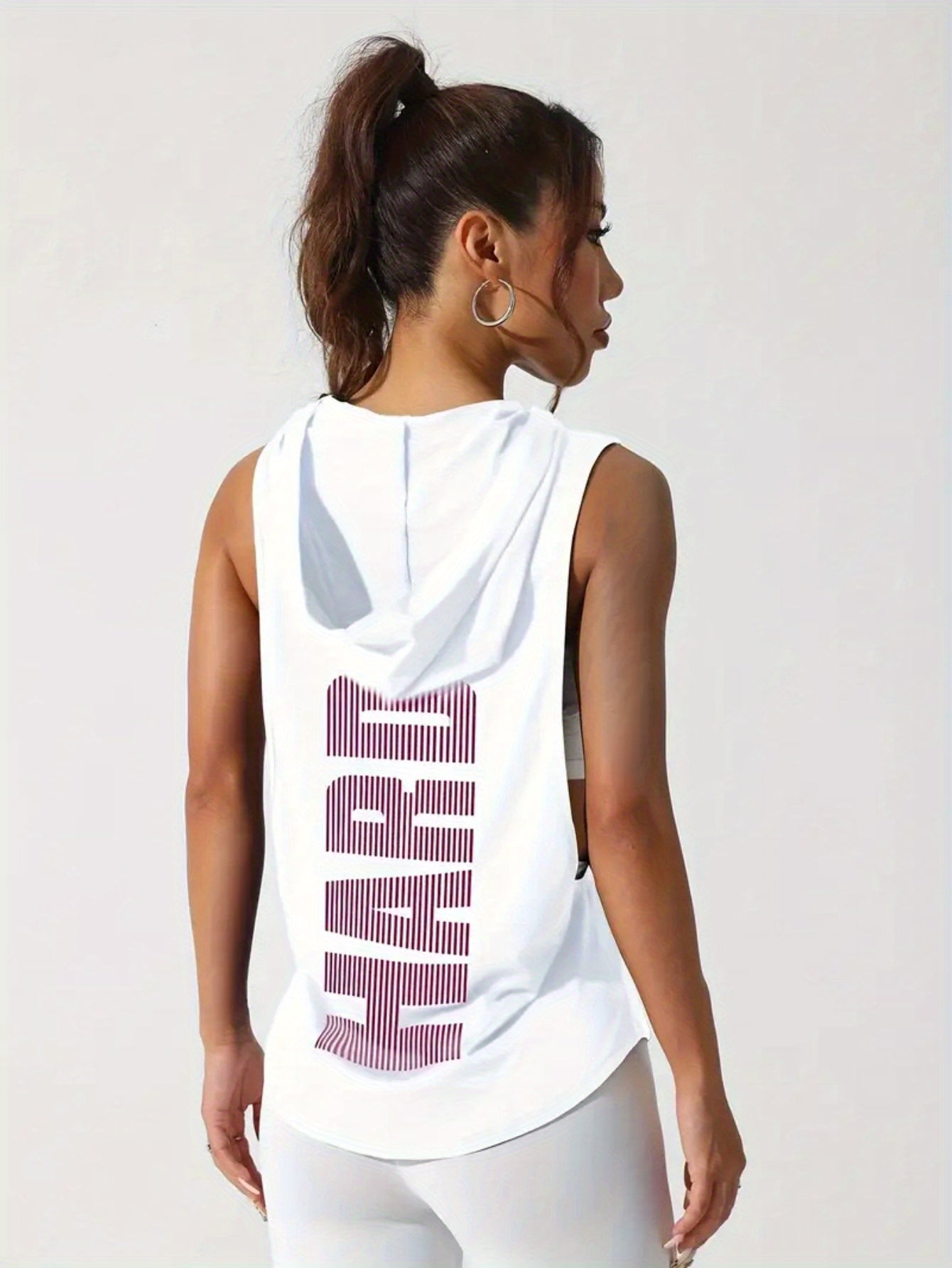 Graphic Print Hooded Tank Top Y2K Style For Women Polyester