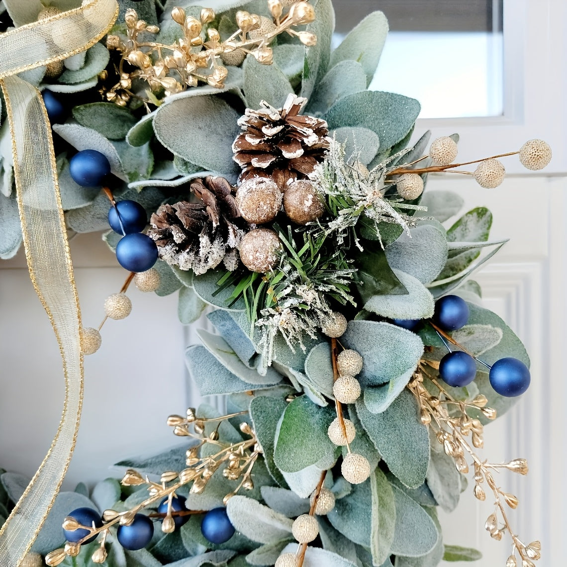 Classic Christmas Eucalyptus Leaf Wreath With Pine Cones