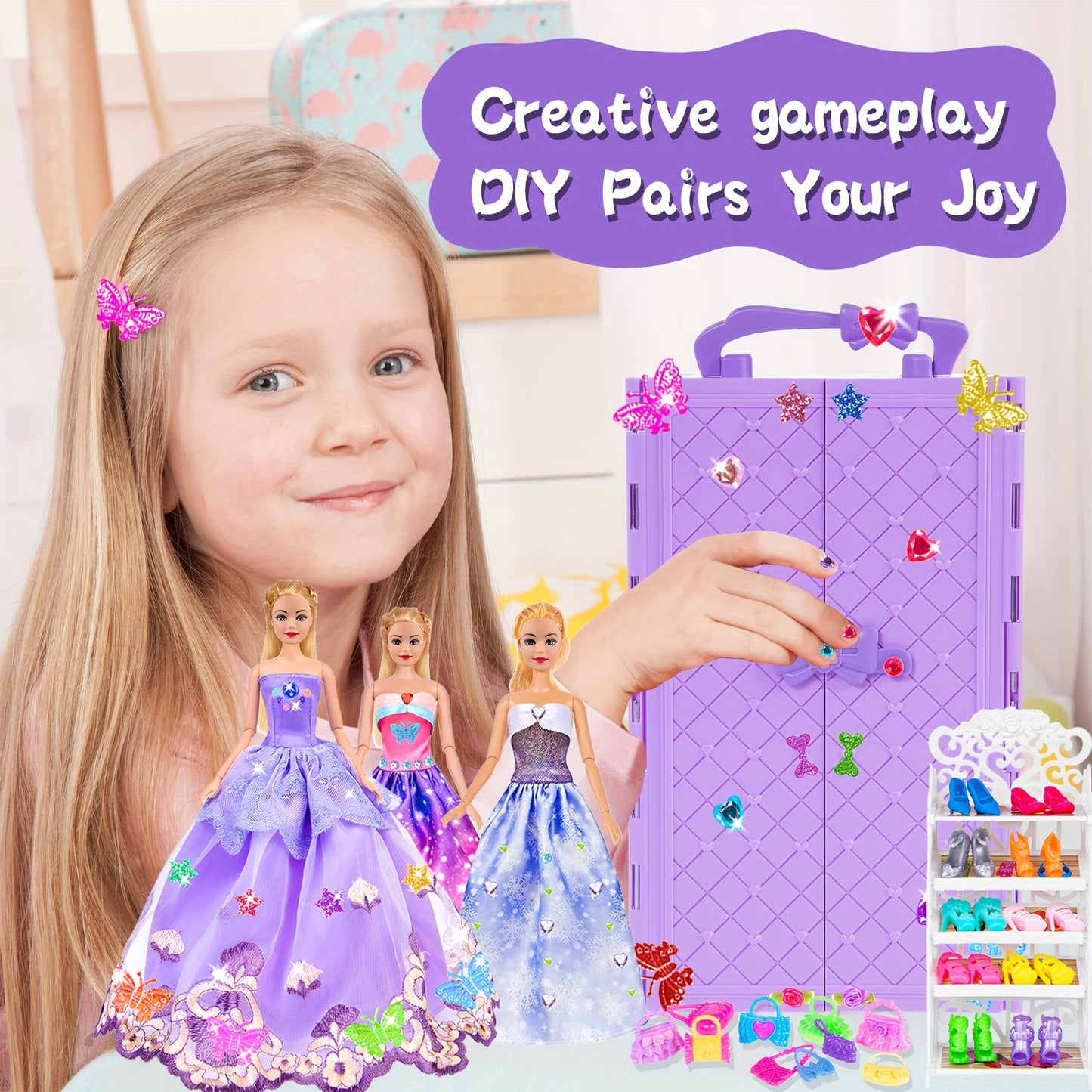 EBUDDY Fashion Doll Closet Set With Dress Up Accessories