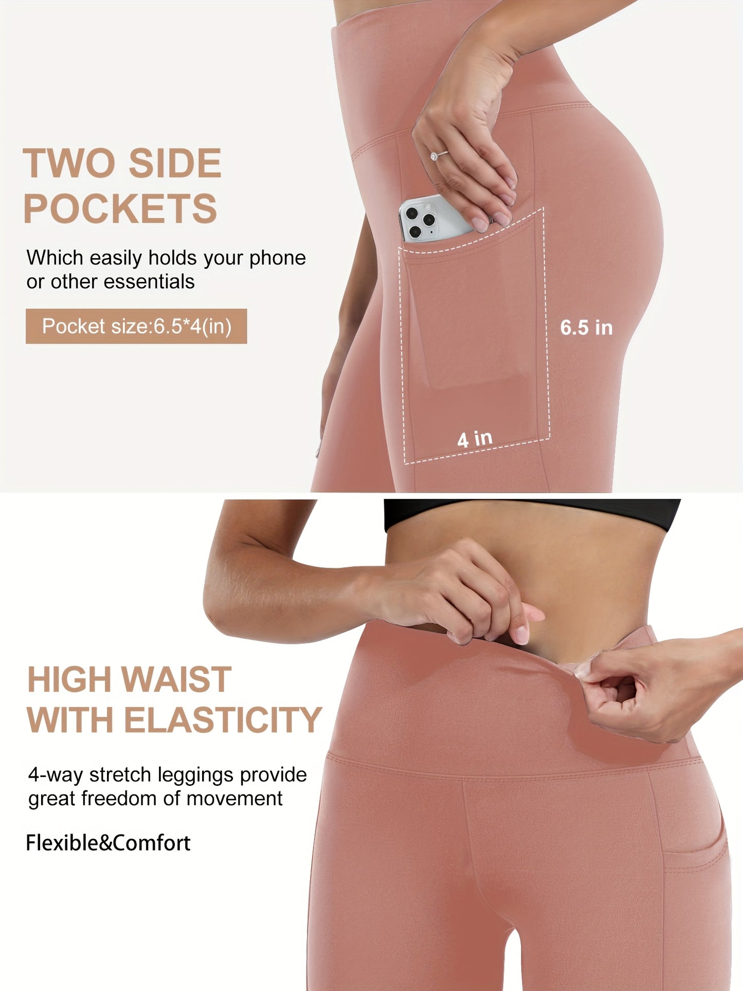 DEERLING High Waisted Cropped Stretchy Yoga Pants With Pockets - Revitalize Mind Body