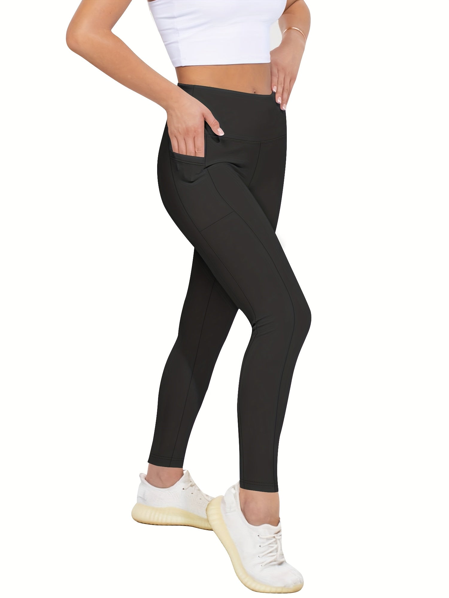 DEERLING High Waisted Cropped Stretchy Yoga Pants With Pockets - Revitalize Mind Body