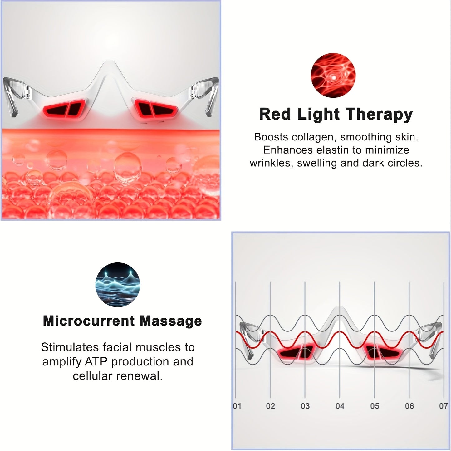 KTS Red Light Therapy Under Eye Massager Glasses Puffiness