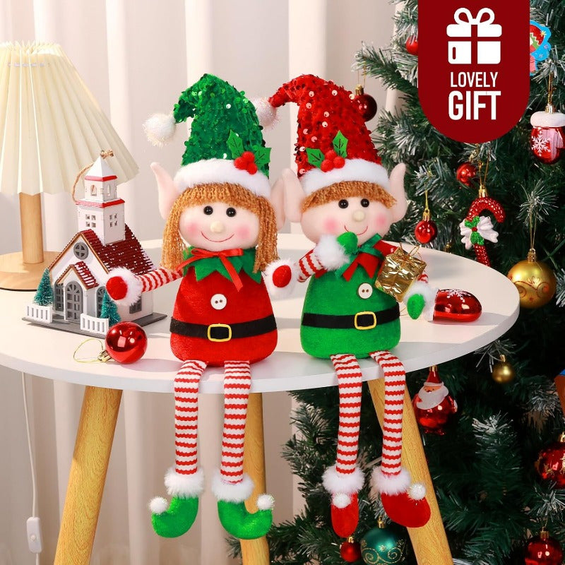 KPXHolidays Soft Christmas Elf Ornaments Two Piece Set Indoor Outdoor