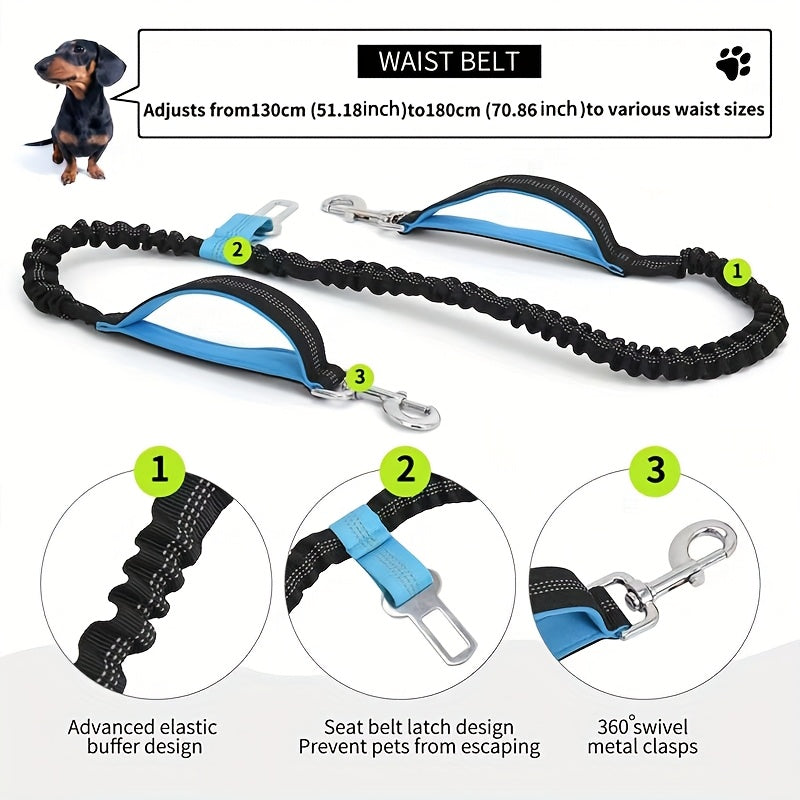A Retractable Dog Leash with a Waist Bag, Convenient for Walking Dogs, Featuring a Hands-Free Design And an Adjustable Belt, Suitable for Running And Training. - Revitalize Mind Body