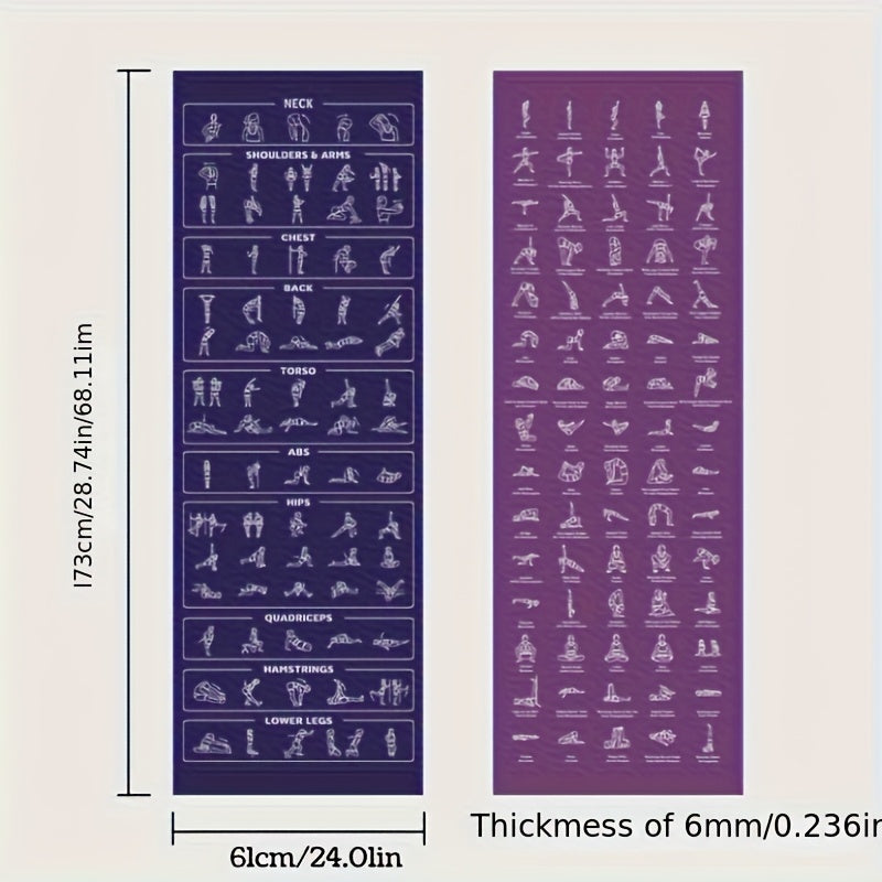 Non Slip Extra Thick Yoga Mat With Pose Patterns Storage