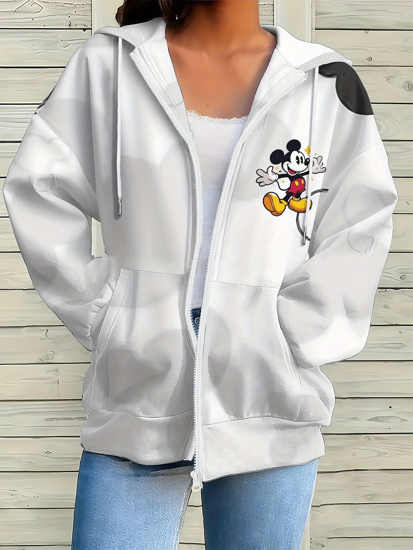 Disney Mickey Mouse Women's Hoodie Zip Front Sweatshirt