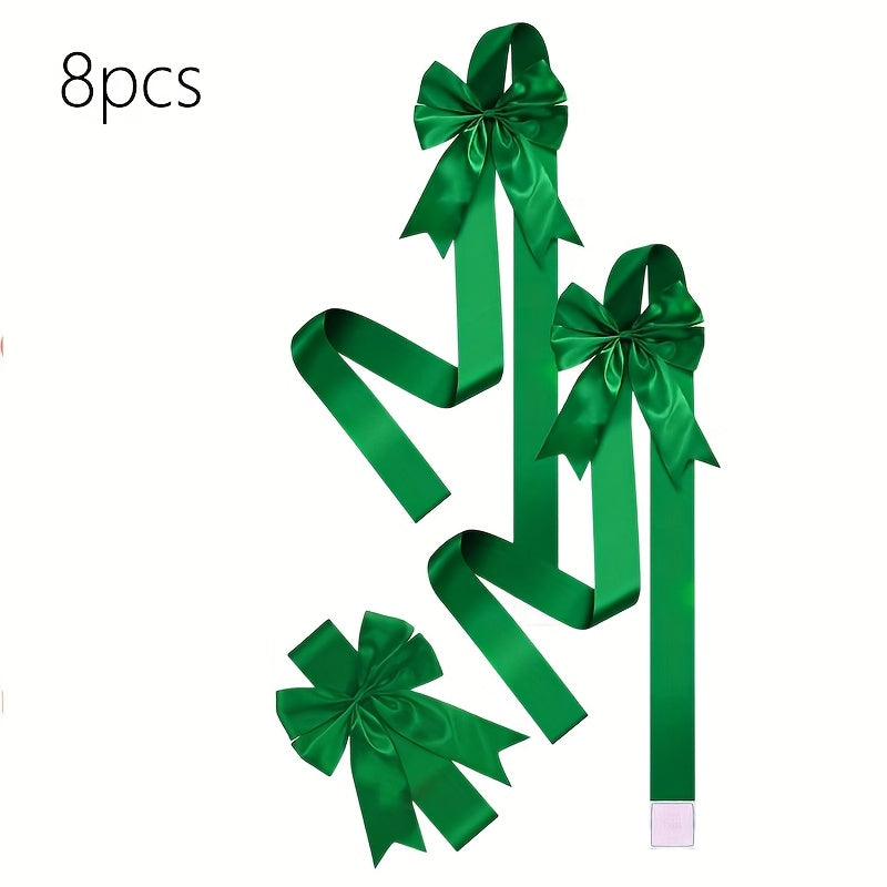 Red Christmas Bow Set With Adhesive Strips For Easy Hanging