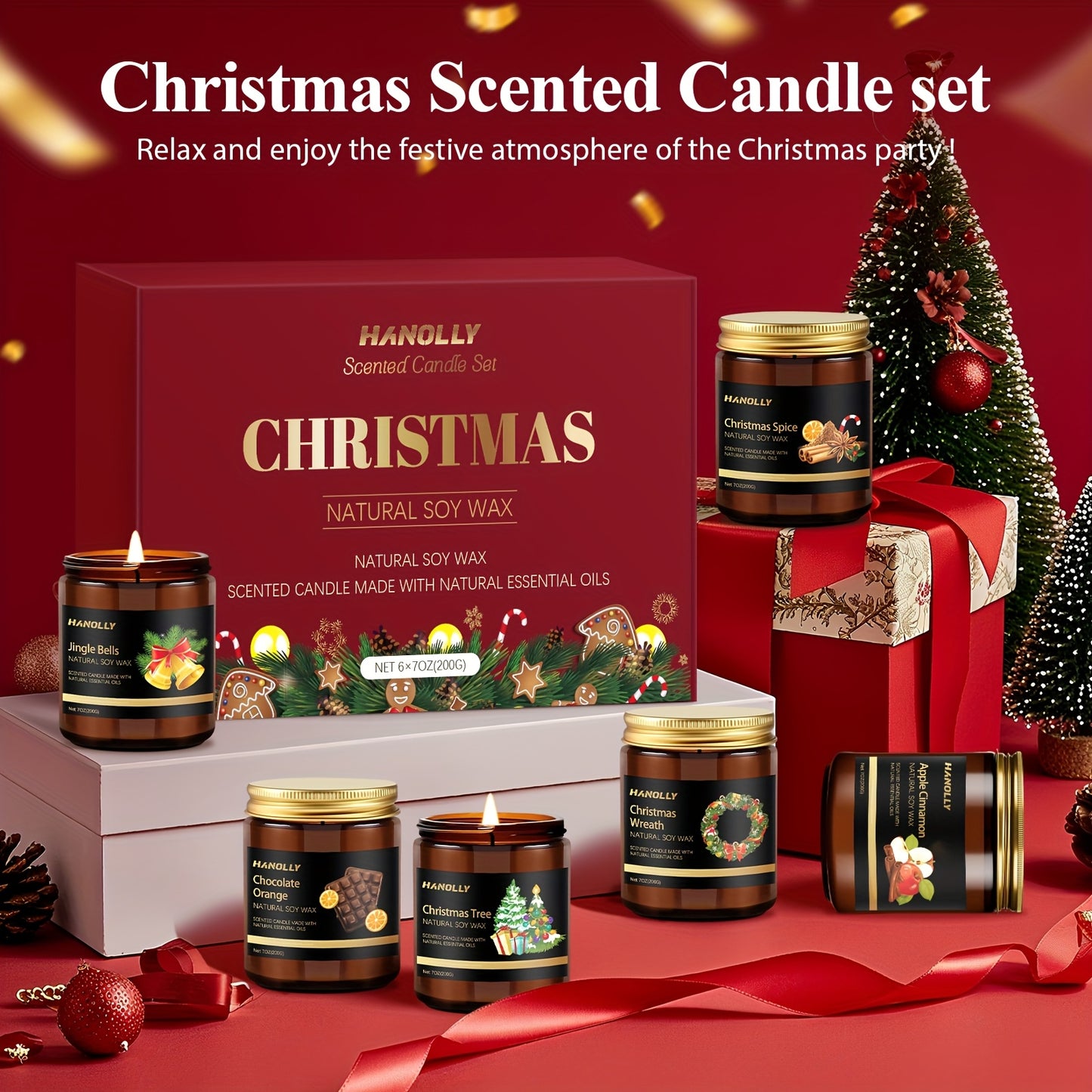 Christmas Scented Candle Gift Set for Holidays and Celebrations