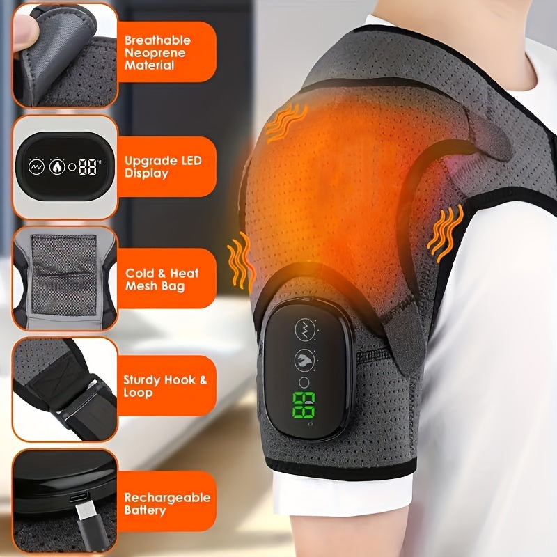 [Wireless Heating Massager] 3 Heat/3 Vibration Wireless Heating Shoulder Wrap And Massager | Adjustable Straps, Portable, Suitable for Shoulders And Knees, Home And Travel Massager - Revitalize Mind Body