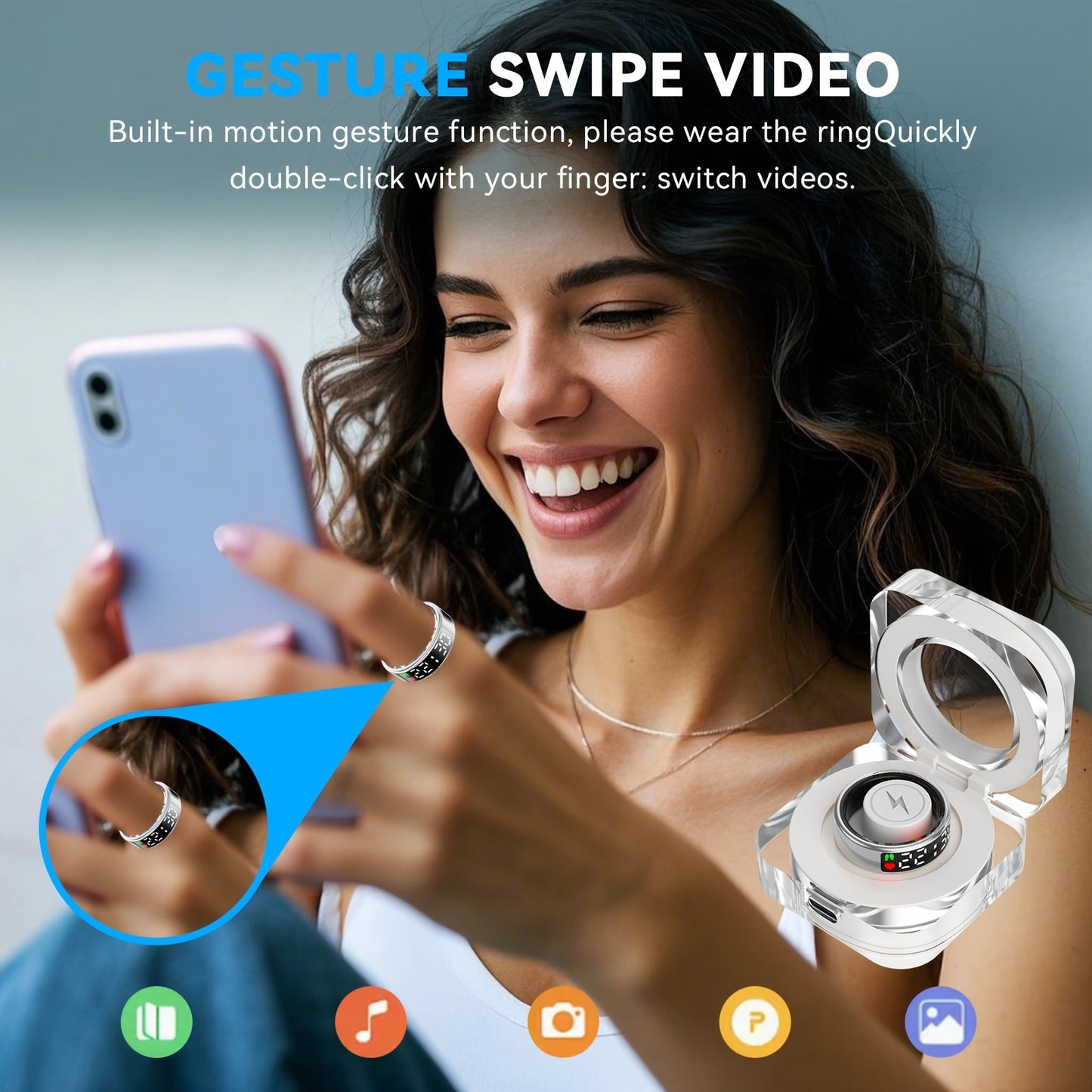 [Aura Pro Smart Ring] Aura Pro Stainless Steel Smart Ring | Activity & Sleep Tracker, Swimming Monitor, Gesture Photo Control | Long Battery Life, Portable Charging Case, Father's Day/Mother's Day Tech Gift For Women - Revitalize Mind Body