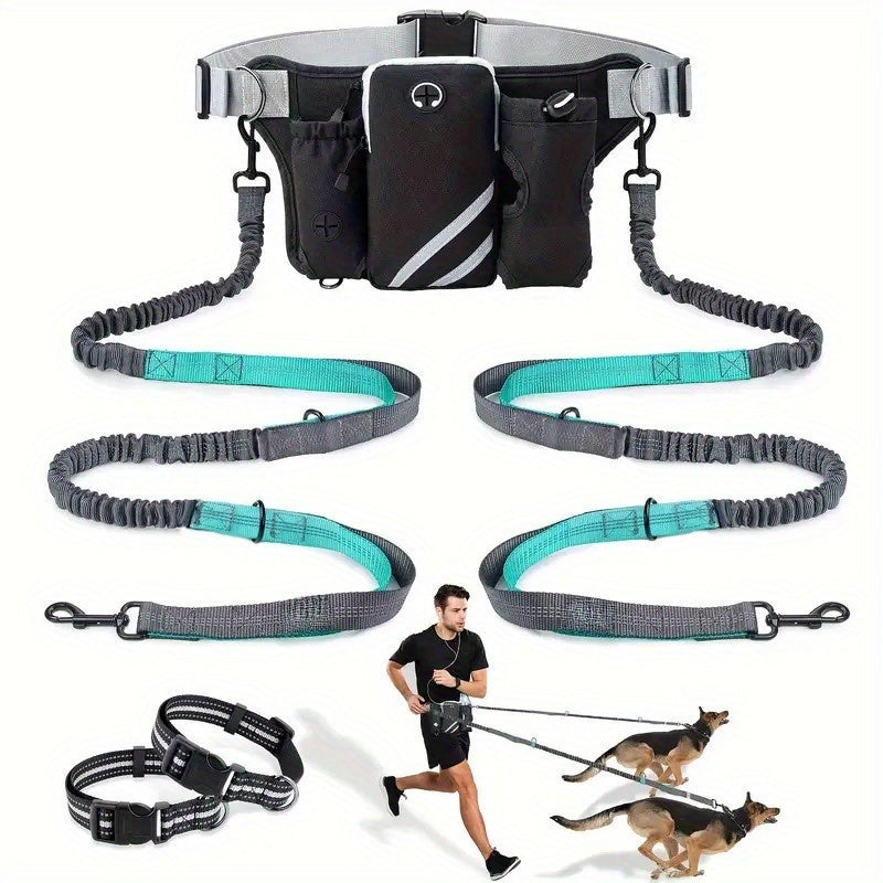 Extendable Hands Free Dog Leash Set With Waist Pack