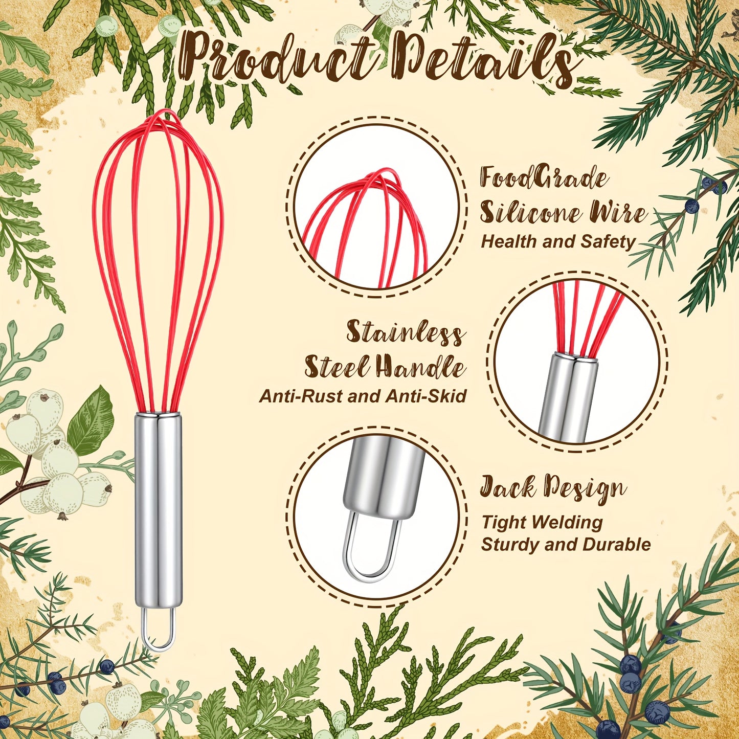 PATELAI Christmas Baking Gift Set With Stainless Whisk And Towels