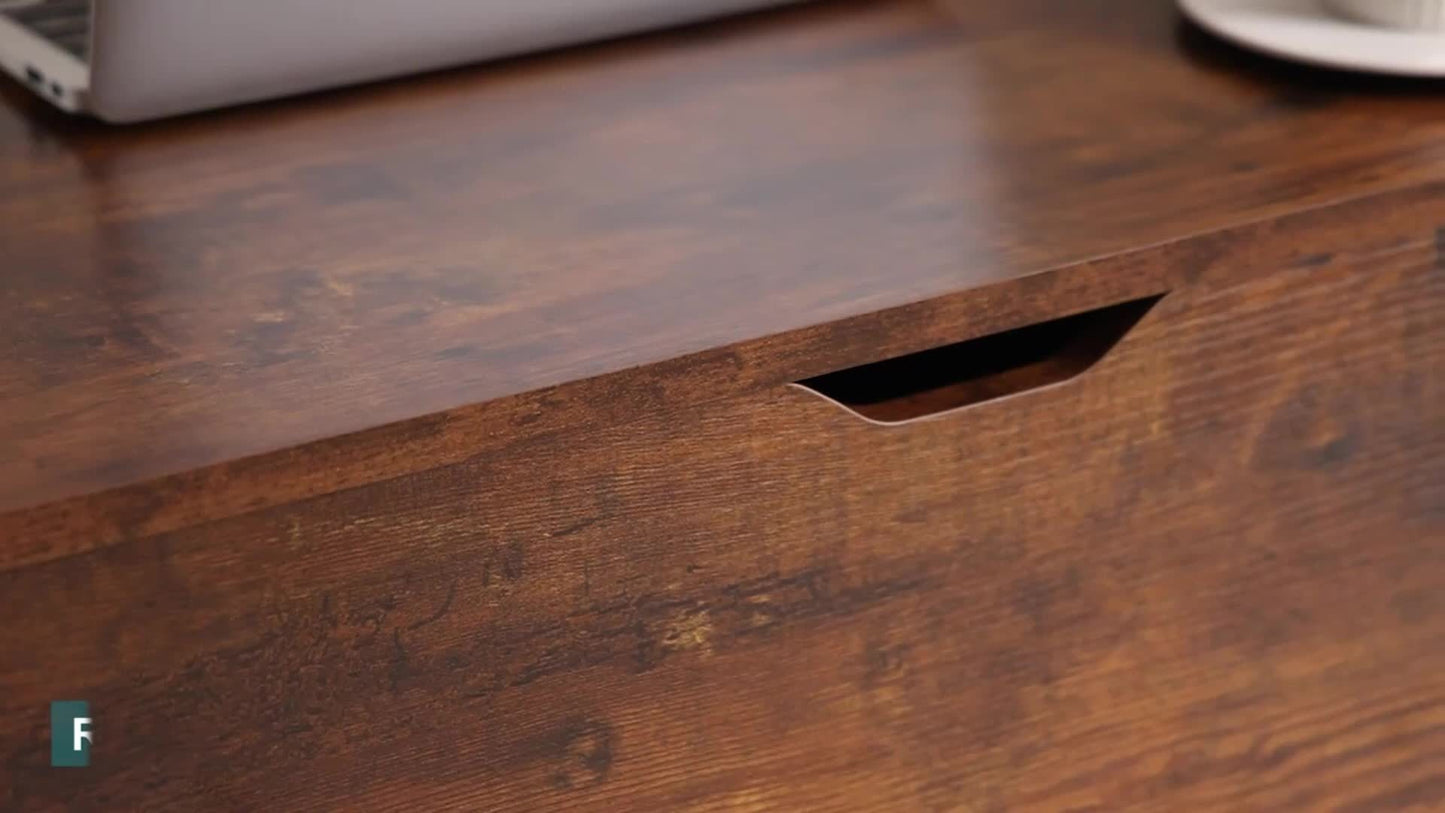 OLIXIS Lift Top Coffee Table Vintage Wood With Hidden Storage