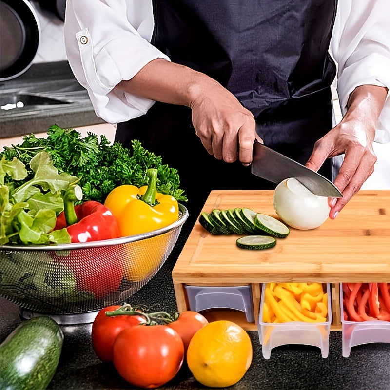 Bamboo Cutting Board Set With Storage Containers