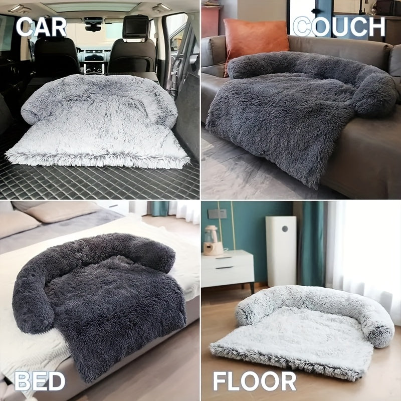Fluffy Plush Calming Dog Bed With Washable Removable Cover
