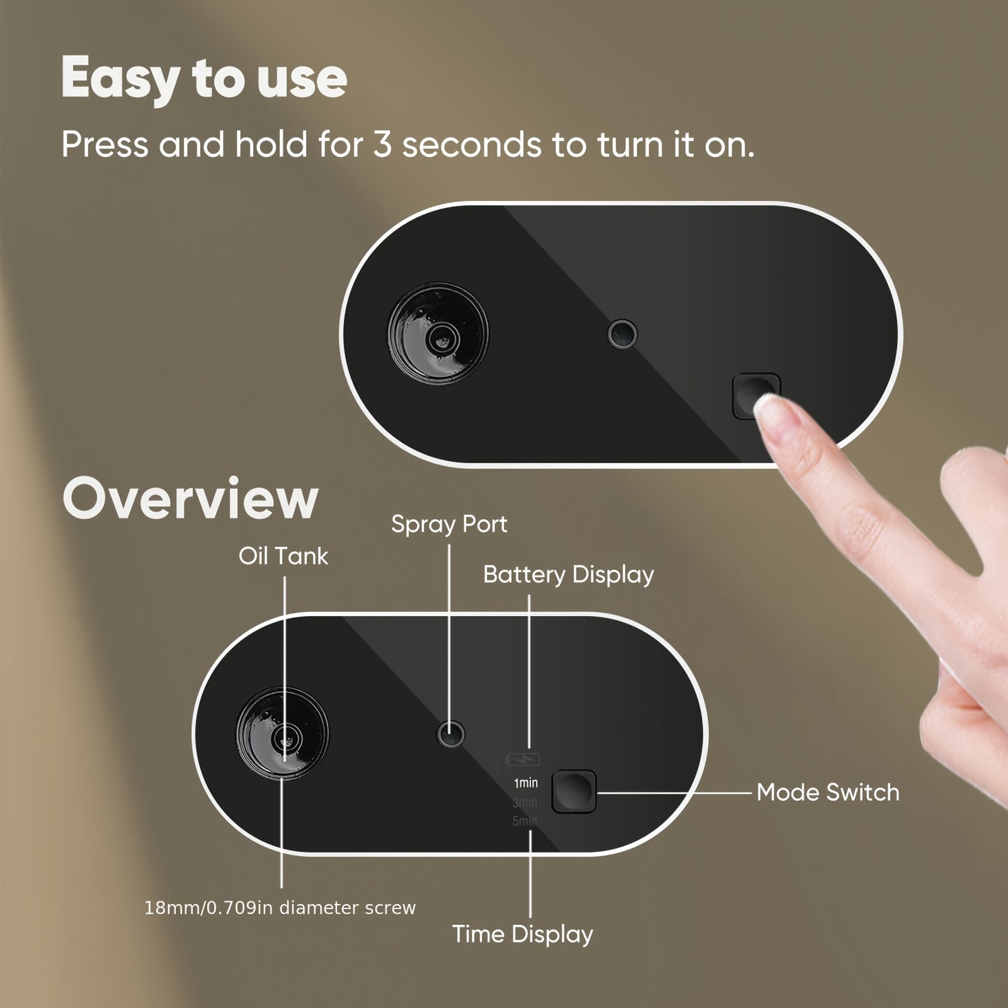 USB Powered Compact Aroma Diffuser Humidifier With Three Mist Settings