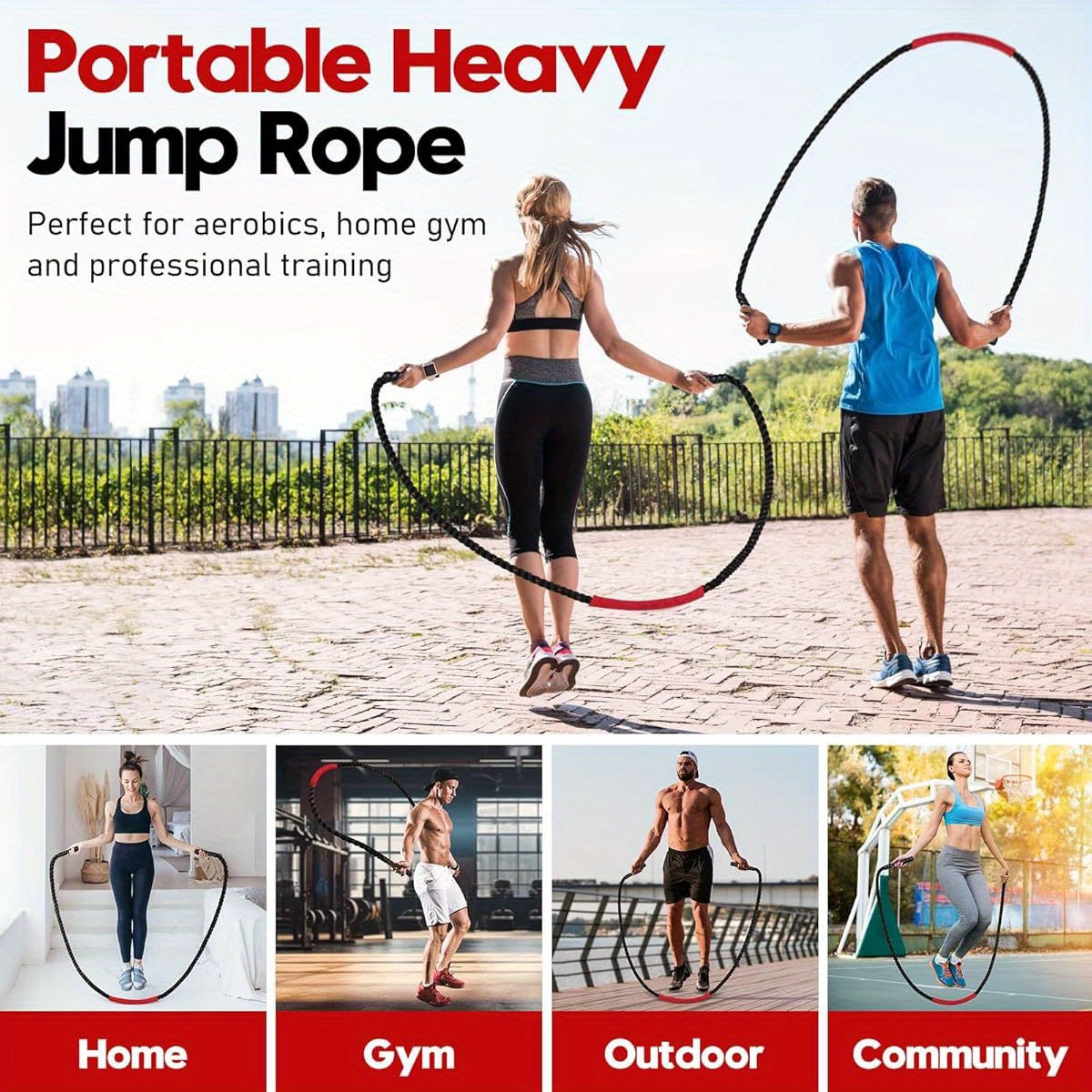 Weighted Jump Rope With 3Lb 4Lb 5Lb Weights For HIIT