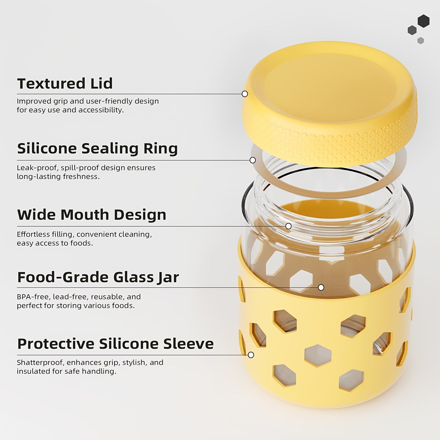 Grinkwell Glass Airtight Jars With Silicone Sleeves - Revitalize Mind Body