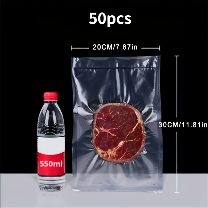 50pcs Food Vacuum Bags, Vacuum Sealing Machine Packaging Bags, Used For Kitchen Storage And Food Preservation, Kitchen Accessories, Suitable For Vacuum Storage And Food Preparation, Anti Odor And Leak Proof, Refrigerator Pres - Revitalize Mind Body
