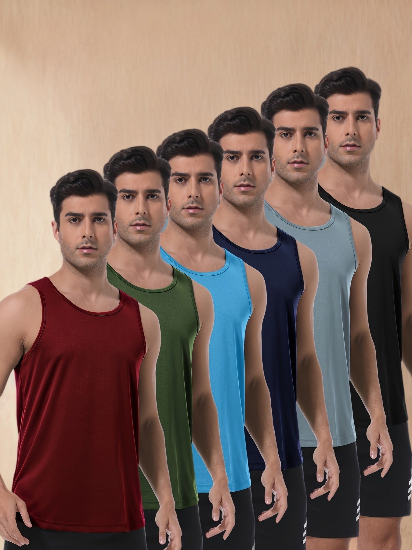 HOPLYNNCollar Six Pack Men's Athletic Tank Tops Moisture Wicking - Revitalize Mind Body