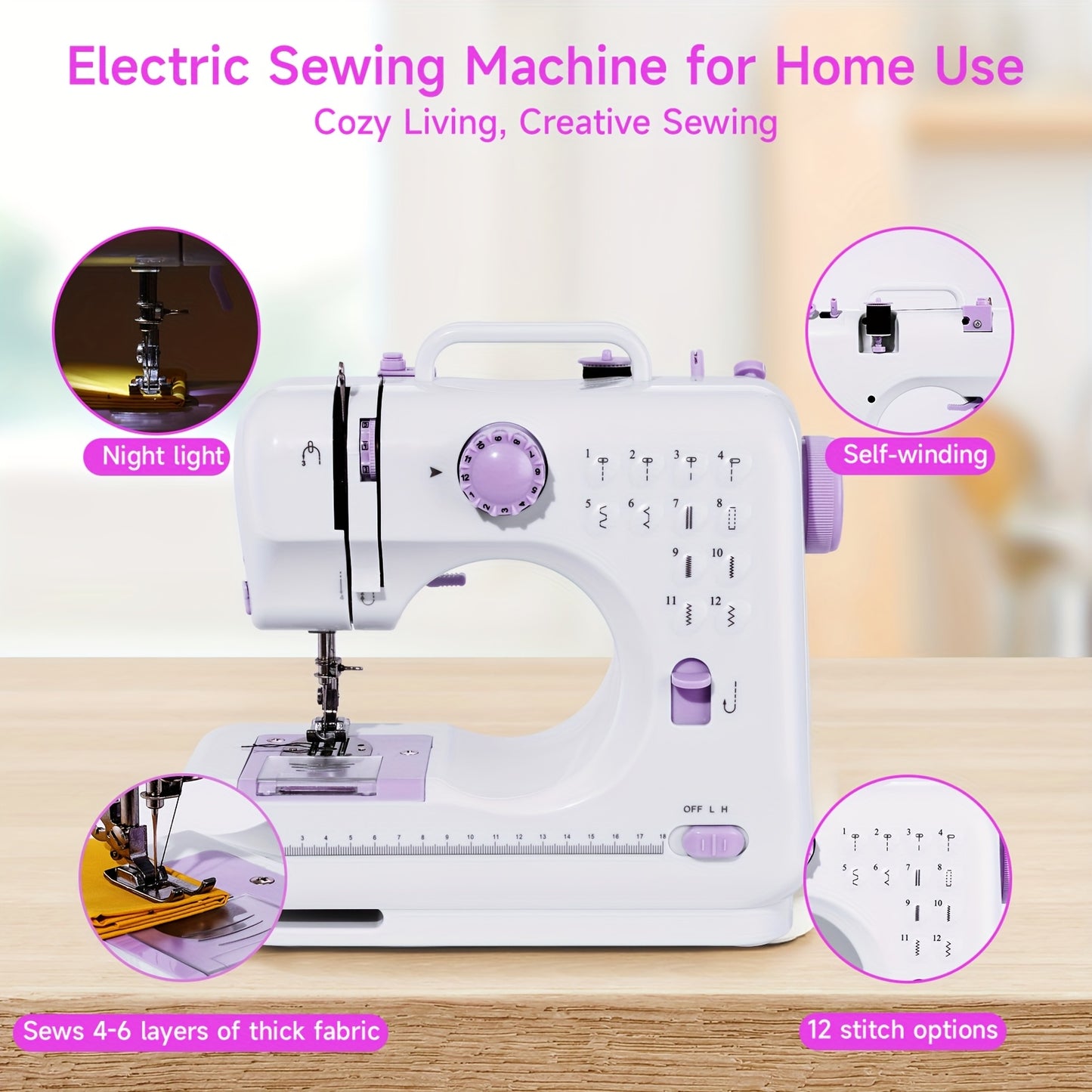 Lovewe Portable Electric Sewing Machine 12 Stitch Patterns