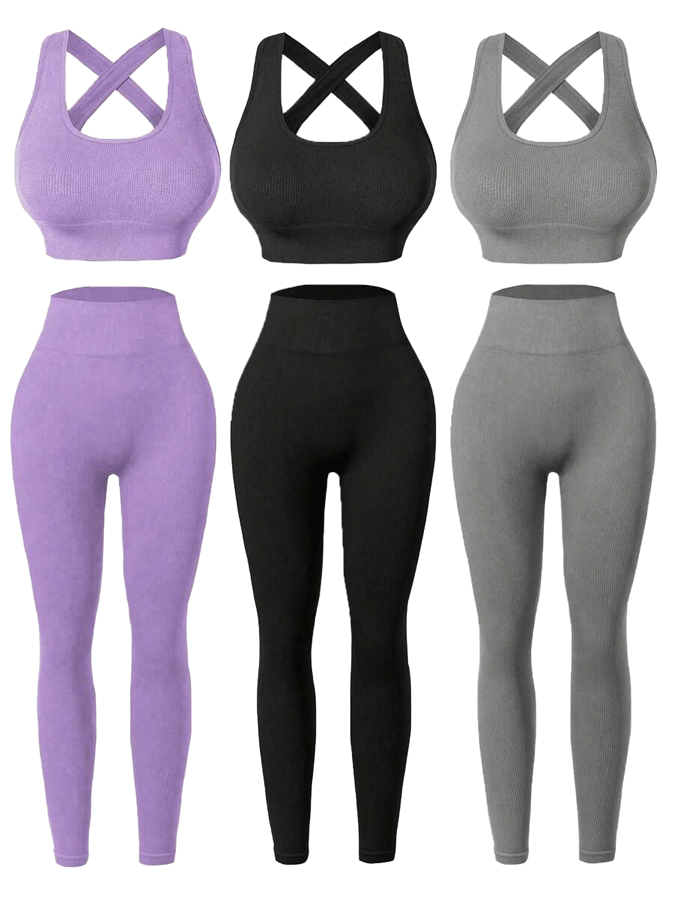Three Seamless Women's Activewear Sets by NoEnName