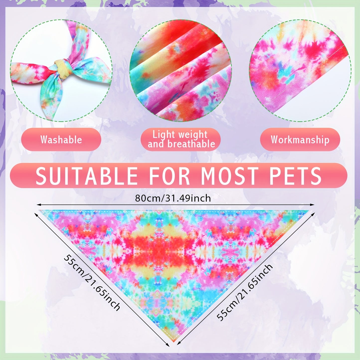 Tie Dye Dog Bandanas Bulk for Pet Grooming and Parties