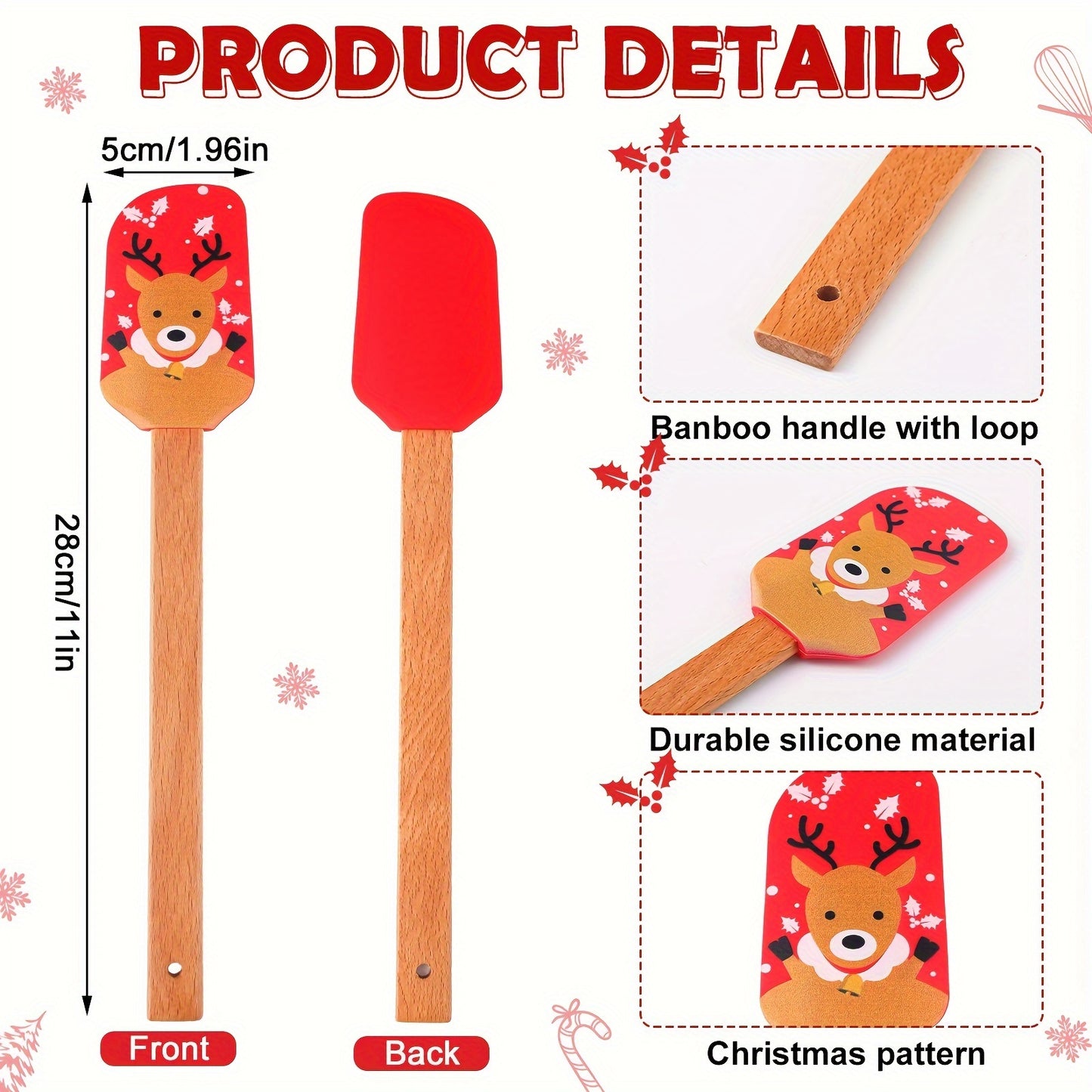 Roowest Christmas Pot Holders With Silicone Spatula Set Wooden Handles