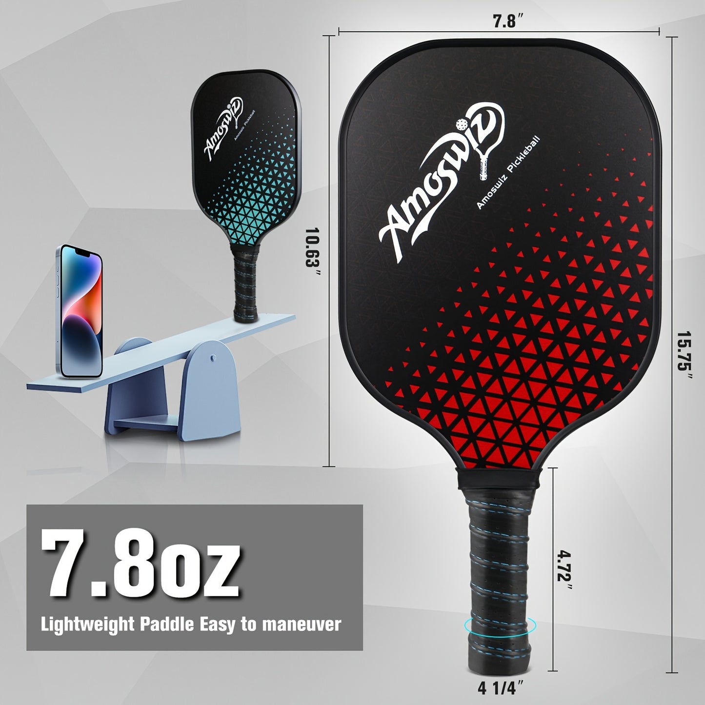 AMOSWIZ Fiberglass Pickleball Paddles Set Four With Balls For Beginners