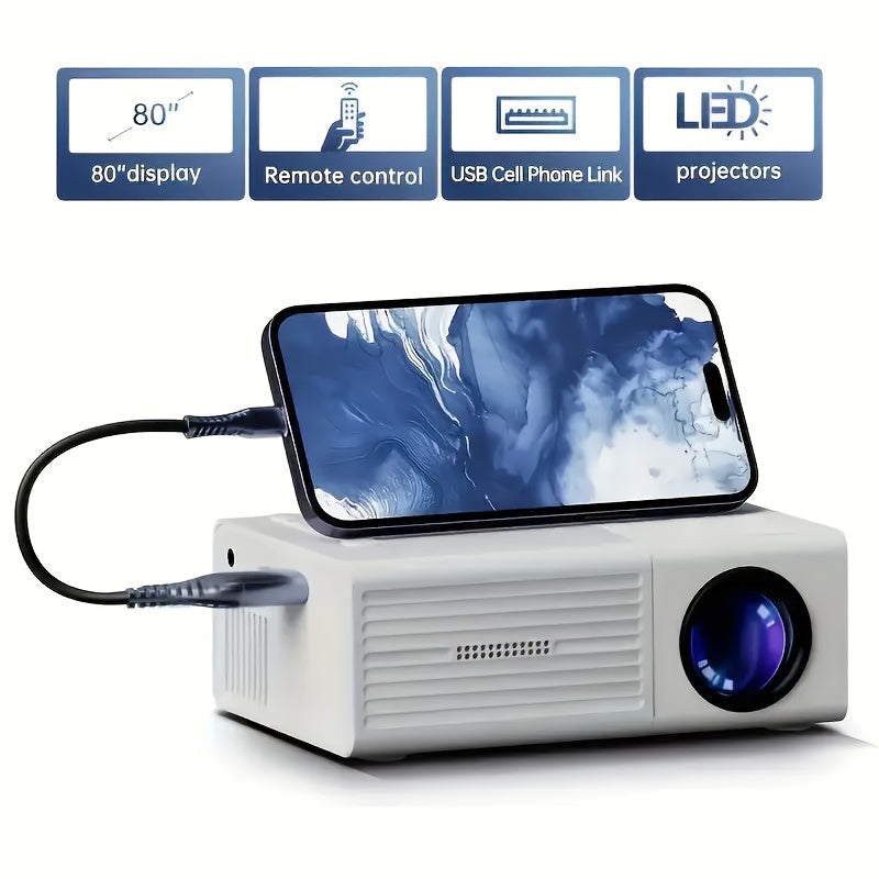 AIMPIRE Portable Mini Projector With iOS Android Windows Remote