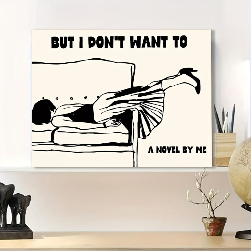 Wrapped Wooden Framed Canvas Poster With Funny Quotes Wall Art