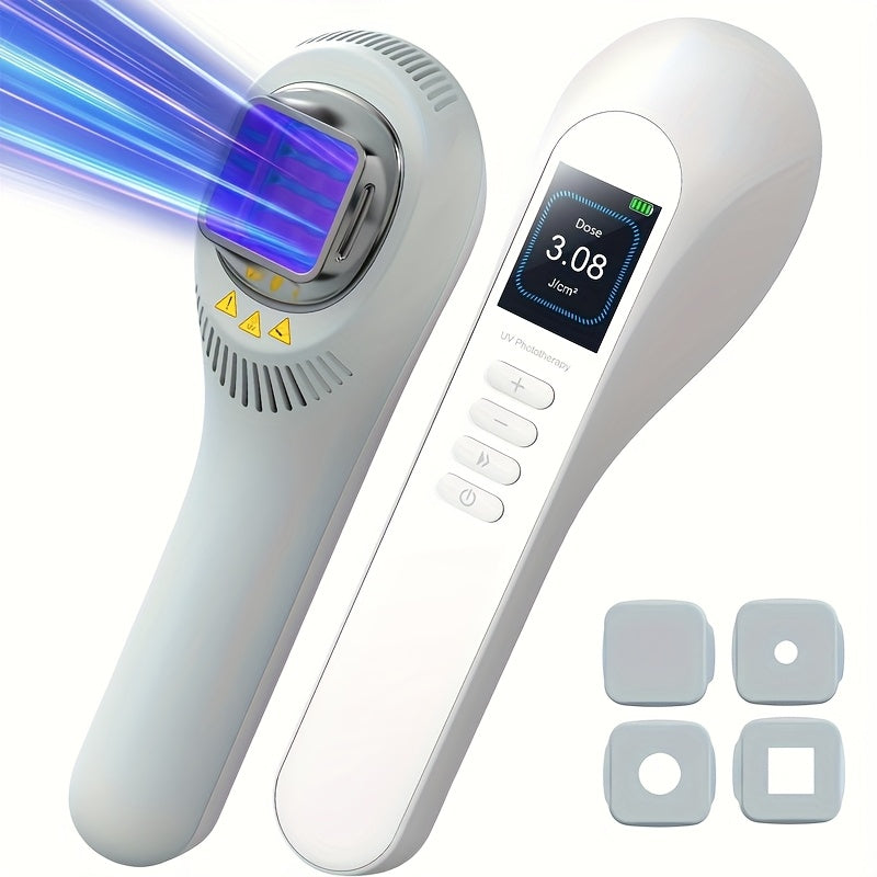 Handheld UV Light Relax Device with Adjustable Energy & Free Blackout Glasses – USB Rechargeable, 2600mAh Battery, Digital Display, White & Gray Design for Home Skincare Routine, Energy Regulation Device | Sleek Handheld De - Revitalize Mind Body